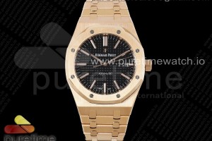APSF V3 오데마피게 로얄오크 15400 로즈골드 블랙다이얼 스틸브레이슬릿  Royal Oak 41mm 15400 RG APSF 1:1 Best Edition Black Textured Dial on RG Bracelet SA3120 Super Clone V3