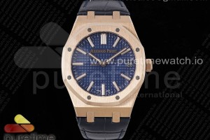 APSF 오데마피게 로얄오크 15510 50주년기념 로즈골드 블루다이얼 블랙가죽스트랩 Royal Oak 41mm 15510 