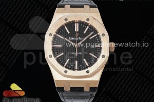 IPF 오데마피게 로얄오크 15400 로즈골드 블랙다이얼 블랙가죽스트랩 Royal Oak 41mm 15400 RG IPF 1:1 Best Edition Black Textured Dial on Black Leather Strap SA3120 Super Clone