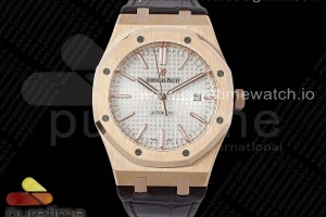 IPF 오데마피게 로얄오크 15400 로즈골드 화이트다이얼 브라운가죽스트랩 Royal Oak 41mm 15400 RG IPF 1:1 Best Edition Black Textured Dial on Black Leather Strap SA3120 Super Clone