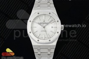 IPF 오데마피게 로얄오크 15400 화이트다이얼 스틸브레이슬릿 Royal Oak 41mm 15400 SS IPF 1:1 Best Edition White Textured Dial on SS Bracelet SA3120 Super Clone