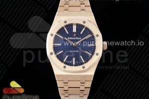 IPF 오데마피게 로얄오크 15400 로즈골드 블루다이얼 스틸브레이슬릿 Royal Oak 41mm 15400 RG IPF 1:1 Best Edition Blue Textured Dial on RG Bracelet SA3120 Super Clone