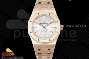 IPF 오데마피게 로얄오크 15400 로즈골드 화이트다이얼 스틸브레이슬릿  Royal Oak 41mm 15400 RG IPF 1:1 Best Edition White Textured Dial on RG Bracelet SA3120 Super Clone