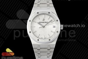 IPF 오데마피게 로얄오크 15500 화이트다이얼 스틸브레이슬릿 Royal Oak 41mm 15500 SS IPF 1:1 Best Edition White Textured Dial on SS Bracelet SA4302 Super Clone