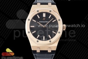 IPF 오데마피게 로얄오크 15500 로즈골드 블랙다이얼 블랙가죽스트랩  Royal Oak 41mm 15500 RG IPF 1:1 Best Edition Black Textured Dial on Black Leather Strap SA4302 Super Clone
