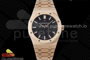 IPF 오데마피게 로얄오크 15500 로즈골드 블랙다이얼 스틸브레이슬릿  Royal Oak 41mm 15500 RG IPF 1:1 Best Edition Black Textured Dial on RG Bracelet SA4302 Super Clone