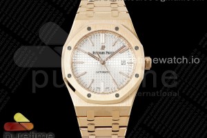 ZF V2 오데마피게 로얄오크 15400 로즈골드 화이트다이얼 스틸브레이슬릿 Royal Oak 41mm 15400 RG ZF 1:1 Best Edition White Textured Dial on RG Bracelet V2 SA3120 Super Clone