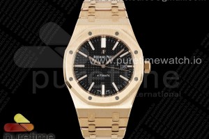 ZF V2 오데마피게 로얄오크 15400 로즈골드 블랙다이얼 스틸브레이슬릿 Royal Oak 41mm 15400 RG ZF 1:1 Best Edition Black Textured Dial on RG Bracelet V2 SA3120 Super Clone