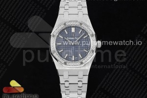 NTF 오데마피게 로얄오크 레이디 다이아베젤 블루다이얼 스틸브레이슬릿 Royal Oak 77351 Ladies SS NTF Best Edition Blue Dial Diamonds Bezel on SS Bracelet A5800