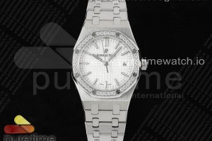 NTF 오데마피게 로얄오크 레이디 다이아베젤 화이트다이얼 스틸브레이슬릿 Royal Oak 77351 Ladies SS NTF Best Edition White Dial Diamonds Bezel on SS Bracelet A5800