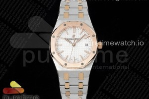 NTF 오데마피게 로얄오크 레이디 로즈골드콤비 화이트다이얼 스틸브레이슬릿 Royal Oak 77351 Ladies SS/RG NTF Best Edition White Dial RG Bezel on SS/RG Bracelet A5800