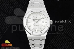 RSF 오데마피게 로얄오크 15400 화이트다이얼 스틸브레이슬릿  Royal Oak 41mm 15400 SS RSF 1:1 Best Edition White Textured Dial on SS Bracelet A3120 Super Clone