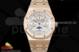 APSF 오데마피게 로얄오크 퍼페츄얼캘린더 로즈골드 실버다이얼 스틸브레이슬릿 Royal Oak 41mm Complicated 26574 RG APSF1:1 Best Edition Silver Dial on RG Bracelet A5134