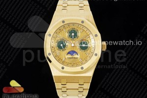 APSF 오데마피게 로얄오크 퍼페츄얼캘린더 옐로우골드 골드다이얼 스틸브레이슬릿 Royal Oak 41mm Complicated 26574 YG APSF1:1 Best Edition YG Dial on YG Bracelet A5134