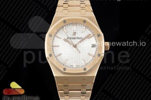 ZF V2 오데마피게 로얄오크 15500 로즈골드 화이트다이얼 스틸브레이슬릿 Royal Oak 41mm 15500 RG ZF 1:1 Best Edition White Textured Dial on RG Bracelet A4302 V2