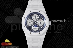 APSF 오데마피게 로얄오크 퍼페츄얼캘린더 26579 화이트세라믹케이스 블루다이얼 화이트세라믹브레이슬릿 Royal Oak Perpetual Calendar 26579cb White Ceramic APSF Best Edition on Ceramic Bracelet A5134