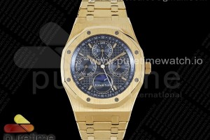 APSF 오데마피게 로얄오크 퍼페츄얼캘린더 옐로우골드 블루다이얼 스틸브레이슬릿 Royal Oak 41mm Complicated 26574 YG APSF1:1 Best Edition Blue Dial on YG Bracelet A5134