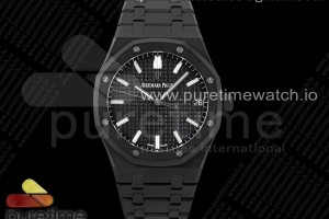 ZF V2 오데마피게 로얄오크 AP15500 DLC블랙 블랙다이얼 Royal Oak 41mm 15500 DLC ZF 1:1 Best Edition Black Textured Dial on SS Bracelet A4302 V2(Free Box)