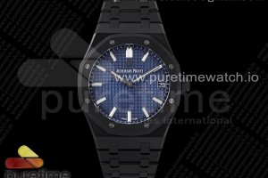 ZF V2 오데마피게 로얄오크 AP15500 DLC블랙 블루다이얼 Royal Oak 41mm 15500 DLC ZF 1:1 Best Edition Blue Textured Dial on SS Bracelet A4302 V2(Free Box)