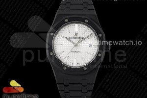 ZF 오데마피게 로얄오크 15400 DLC블랙 화이트다이얼 스틸브레이슬릿 Royal Oak 41mm 15400 DLC ZF 1:1 Best Edition White Textured Dial on DLC Bracelet A3120 (Free Box)