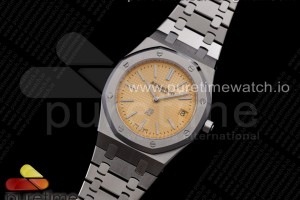 KZF 오데마피게 로얄오크 150202 옐로우다이얼 스틸브레이슬릿 Royal Oak 39mm 15202 SS KZF 1:1 Best Edition Yellow Textured Dial on SS Bracelet A2121
