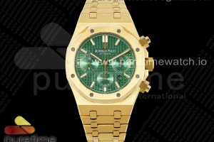 IPF 오데마피게 로얄오크 크로노 옐로우골드 26331 그린다이얼 스틸브레이슬릿  Royal Oak Chrono 26331 YG IPF 1:1 Best Edition Green Dial on YG Bracelet A7750