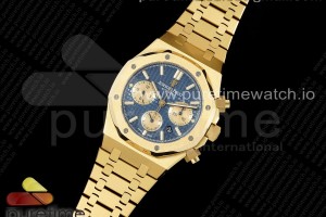 IPF 오데마피게 로얄오크 크로노 옐로우골드 26331 블루/골드다이얼 스틸브레이슬릿 Royal Oak Chrono 26331 YG IPF 1:1 Best Edition Blue/YG Dial on YG Bracelet A7750