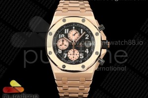 TKF 오데마피게 로얄오크 오프쇼어 42미리 로즈골드 블랙다이얼 스틸브레이슬릿 Royal Oak Offshore 42mm RG TKF Best Edition Black Dial on RG Bracelet A7750