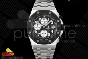 TKF 오데마피게 로얄오크 오프쇼어 42미리 러버클래드 블랙다이얼 스틸브레이슬릿 Royal Oak Offshore 42mm Rubberclad SS TKF Best Edition Black/White Dial on SS Bracelet A7750