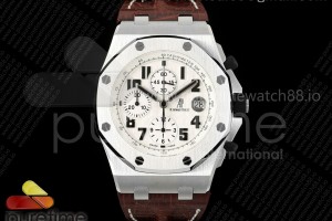 TKF 오데마피게 로얄오크 오프쇼어 42미리 사파리 화이트다이얼 브라운가죽스트랩 Royal Oak Offshore 42mm Safari TKF Best Edition White Dial on Brown Leather Strap A7750