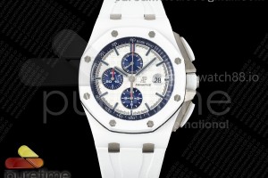 TKF 오데마피게 로얄오크 오프쇼어 44미리 화이트세라믹 화이트다이얼 화이트러버스트랩  Royal Oak Offshore 44mm White Ceramic TKF 1:1 Best Edition White Dial on White Rubber Strap A3126
