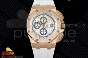 TKF 오데마피게 로얄오크 오프쇼어 44미리 로즈골드 화이트다이얼 화이트러버스트랩  Royal Oak Offshore 44mm RG TKF 1:1 Best Edition White Dial on White Rubber Strap A3126