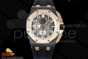 TKF 오데마피게 로얄오크 오프쇼어 44미리 블랙세라믹 로즈골드 그레이다이얼 블랙러버스트랩  Royal Oak Offshore 44mm Black Ceramic TKF 1:1 Best Edition Gray Dial RG Bezel on Black Rubber Strap A3126