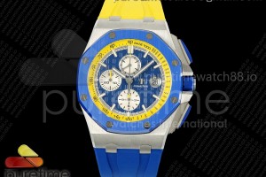 TKF 오데마피게 로얄오크 오프쇼어 44미리 블루/옐로우다이얼 블루/옐로우러버스트랩  Royal Oak Offshore 44mm SS TKF 1:1 Best Edition Blue/Yellow Dial on Blue/Yellow Rubber Strap A3126