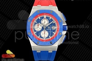 TKF 오데마피게 로얄오크 오프쇼어 44미리 블루/레드다이얼 블루/레드러버스트랩 Royal Oak Offshore 44mm SS TKF 1:1 Best Edition Blue/Red Dial on Blue/Red Rubber Strap A3126