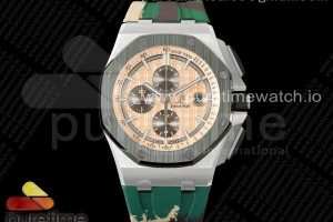TKF 오데마피게 로얄오크 오프쇼어 44미리 크림다이얼 그린카모러버스트랩  Royal Oak Offshore 44mm SS TKF 1:1 Best Edition Cream Dial on Green Camou Rubber Strap A3126