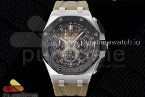APF 오데마피게 로얄오크 오프쇼어 44미리 세라믹베젤 브라운다이얼 브라운러버스트랩 Royal Oak Offshore 44mm SS Black Ceramic Bezel APF 1:1 Best Edition Brown Dial on Brown Rubber Strap A4401