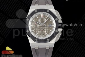 APSF 오데마피게 로얄오크 오프쇼어 44미리 세라믹베젤 그레이다이얼 그레이러버스트랩 Royal Oak Offshore 44mm SS Black Ceramic Bezel APF 1:1 Best Edition Gray Dial on Gray Rubber Strap A3126