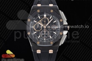 APSF 오데마피게 로얄오크 오프쇼어 44미리 리얼세라믹 블랙다이얼 로즈골드마커 블랙러버스트랩 Royal Oak Offshore 44mm Real Ceramic APF 1:1 Best Edition Black Dial RG Markers on Rubber Strap A3126