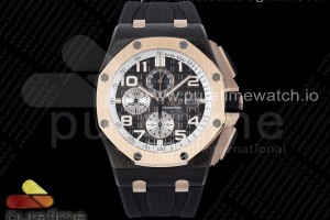 APSF 오데마피게 로얄오크 오프쇼어 44미리 리얼세라믹 로즈골드베젤 블랙/실버다이얼 블랙러버스트랩 Royal Oak Offshore 2020 44mm APF 1:1 Best Edition RG Bezel on Rubber Strap A3126