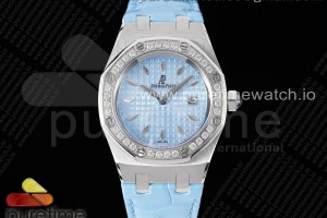 TWF 로얄오크 오프쇼어 레이디 블루다이얼 다이아베젤 블루가죽스트랩 Royal Oak Offshore Ladies 37mm SS TWF Best Edition Blue Dial Diamonds Bezel on Blue Leather Strap ETA Quartz