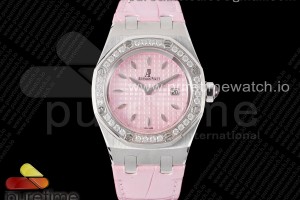 TWF 로얄오크 오프쇼어 레이디 핑크다이얼 다이아베젤 핑크가죽스트랩  Royal Oak Offshore Ladies 37mm SS TWF Best Edition Pink Dial Diamonds Bezel on Pink Leather Strap ETA Quartz