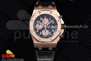 JF V2 오데마피게 로약오크 오프쇼어 로즈골드 블랙다이얼 블랙가죽스트랩 Royal Oak Offshore 2019 Gold JF 1:1 Best Edition on Black Leather Strap A3126 V2 w/ Cyclops and DW Mod