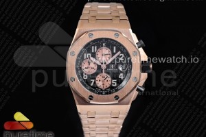 JF V2 오데마피게 로약오크 오프쇼어 로즈골드 블랙다이얼 스틸브레이슬릿 Royal Oak Offshore 2019 Gold JF 1:1 Best Edition on RG Bracelet A3126 V2 w/ Cyclops and DW Mod