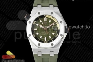 APSF 오데마피게 로얄오크 오프쇼어 다이버 15720 그린다이얼 그린러버스트랩 Royal Oak Offshore Diver 15720 SS APSF 1:1 Best Edition Green Dial on Green Rubber Strap A4308 Super Clone