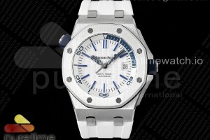 IPF 오데마피게 로얄오크 오프쇼어 다이버 15710 화이트다이얼 화이트러버스트랩 Royal Oak Offshore Diver 15710 IPF 1:1 Best Edition White Dial on White Rubber Strap SA3120 Super Clone
