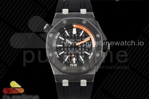 APSF 오데마피게 로얄오크 오프쇼어 다이버 15707 블랙세라믹 블랙다이얼 블랙러버스트랩 Royal Oak Offshore Diver 15707 Black Ceramic APSF 1:1 Best Edition SA3120 Super Clone