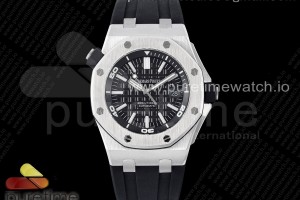APSF 오데마피게 로얄오크 오프쇼어 다이버 15703 블랙다이얼 블랙러버스트랩 Royal Oak Offshore Diver 15703 APSF 1:1 Best Edition Black Dial on Black Rubber Strap A3120 Super Clon