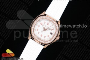 PPF 파텍필립 아쿠아넛 로즈골드 화이트다이얼 다이아베젤 화이트러버스트랩 Aquanaut 5067A RG PPF 1:1 Best Edition White Textured Dial on White Rubber Strap AE23