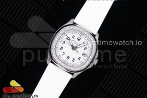 PPF 파텍필립 아쿠아넛 화이트다이얼 다이아베젤 화이트러버스트랩 Aquanaut 5067A SS PPF 1:1 Best Edition White Textured Dial on White Rubber Strap AE23